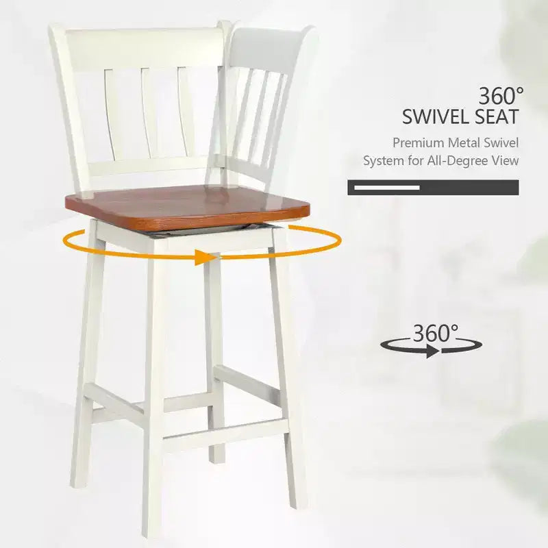 Costway Taburete de Bar Giratorio de 4 Piezas de 62,2 cm de Altura de Mostrador con Reposapiés
