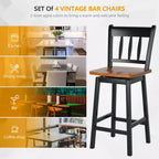 Costway Taburete de Bar Giratorio de 4 Piezas de 62,2 cm de Altura de Mostrador con Reposapiés