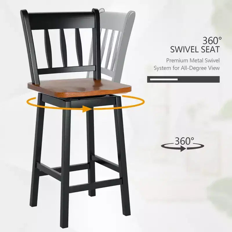 Costway Taburete de Bar Giratorio de 4 Piezas de 62,2 cm de Altura de Mostrador con Reposapiés