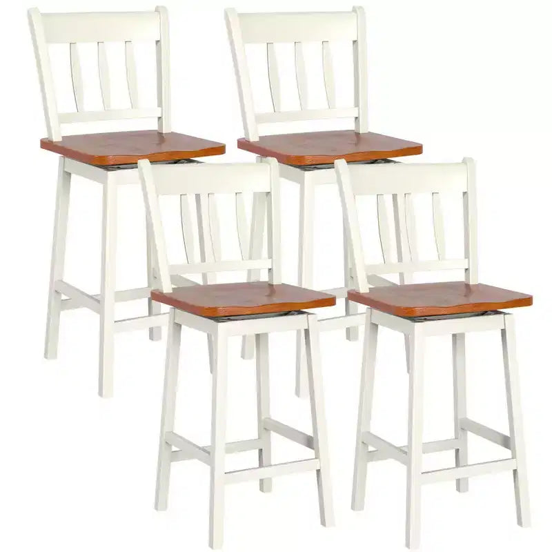 Costway Taburete de Bar Giratorio de 4 Piezas de 62,2 cm de Altura de Mostrador con Reposapiés