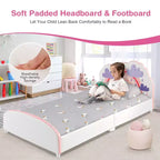 Cama de plataforma tapizada Costway para niños, tamaño individual, de madera, con diseño de arcoíris