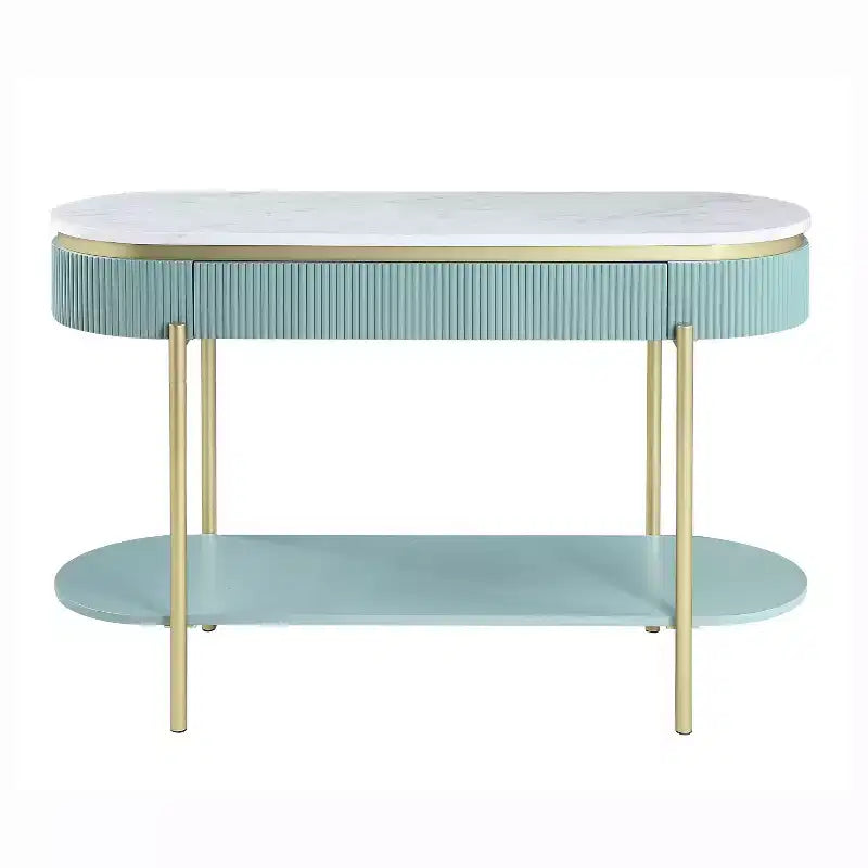 Cartehena Faux Marble Sofa Table with Drawer - HOMES: Inside + Out