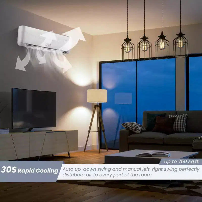 Costway 12000 BTU Mini Split Air Conditioner &Heater 20 SEER2 115 V Wall-Mounted AC Unit