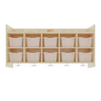 Casillero para abrigos colgante ECR4Kids de 10 secciones con estante y 10 compartimentos frontales tipo pala, almacenamiento tipo cubículo