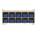 Casillero para abrigos colgante ECR4Kids de 10 secciones con estante y 10 compartimentos frontales tipo pala, almacenamiento tipo cubículo