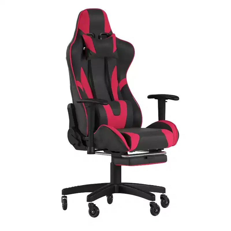 Flash Furniture X30 Silla Gamer Silla Ergonómica de Oficina con Respaldo Reclinable, Reposapiés Deslizable y Ruedas Transparentes