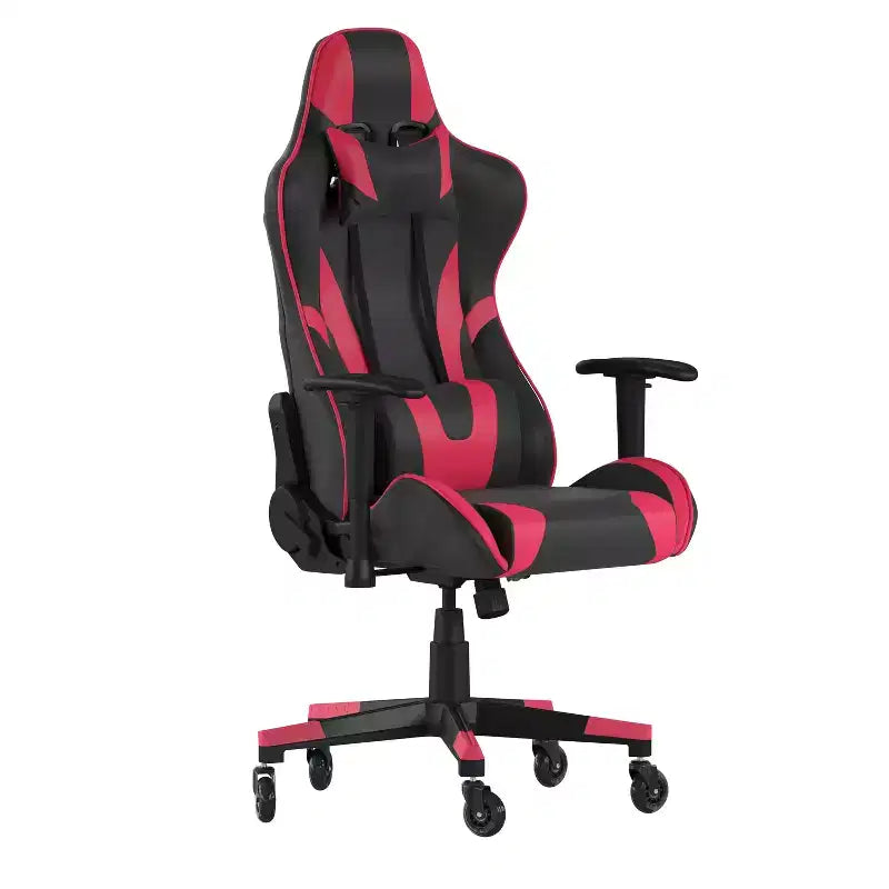 Silla de juegos Flash Furniture X20, tipo carreras, para oficina y ordenador, con respaldo reclinable y ruedas transparentes
