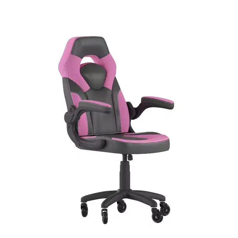 Silla de oficina para videojuegos Flash Furniture X10 estilo de carreras, para PC, ajustable, con brazos plegables y ruedas transparentes