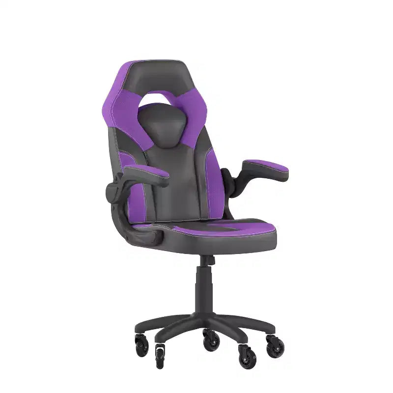 Silla de oficina para videojuegos Flash Furniture X10 estilo de carreras, para PC, ajustable, con brazos plegables y ruedas transparentes
