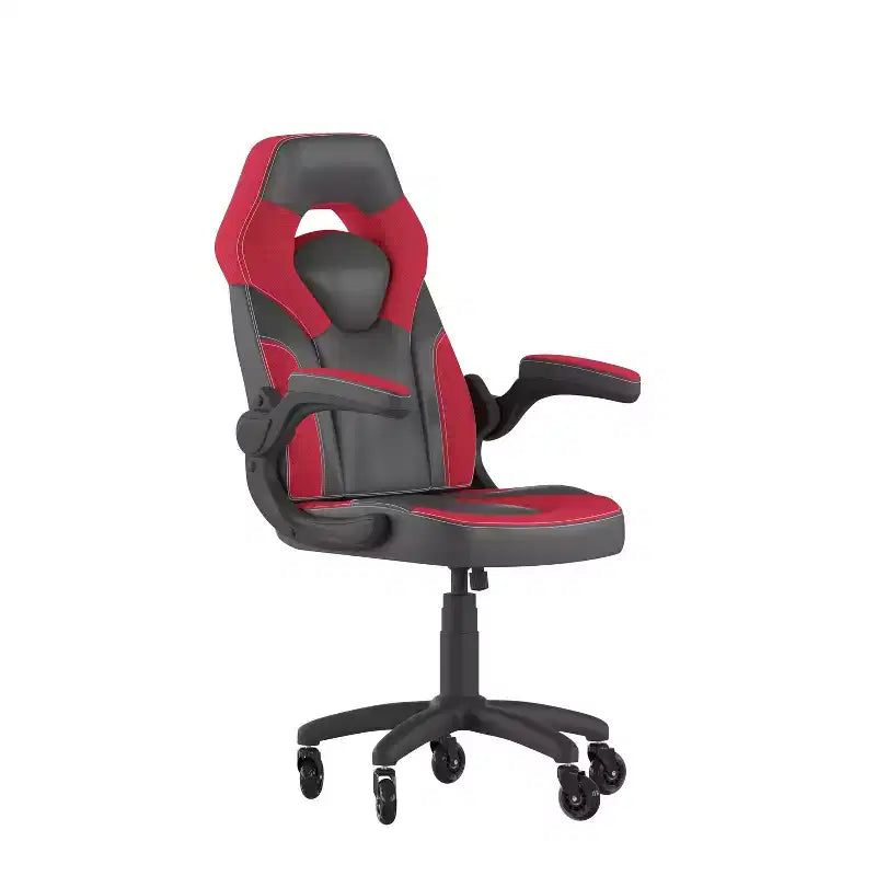 Silla de oficina para videojuegos Flash Furniture X10 estilo de carreras, para PC, ajustable, con brazos plegables y ruedas transparentes