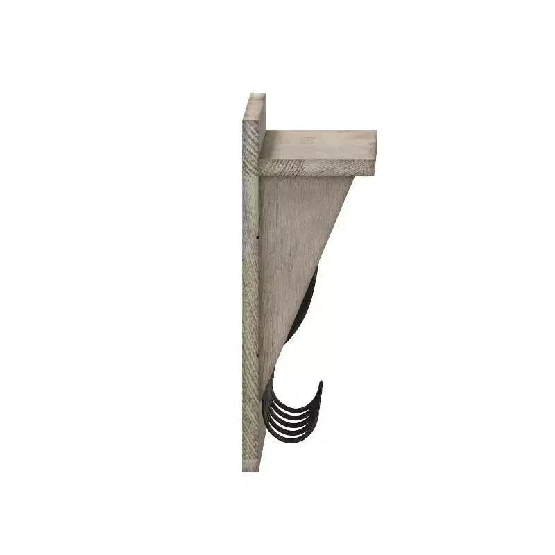 Merrick Lane Estante de almacenamiento de madera de pino de 24 pulgadas para montar en la pared con 5 ganchos y estante de exhibición superior