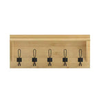 Merrick Lane Estante de almacenamiento de madera de pino de 24 pulgadas para montar en la pared con 5 ganchos y estante de exhibición superior