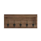 Merrick Lane Estante de almacenamiento de madera de pino de 24 pulgadas para montar en la pared con 5 ganchos y estante de exhibición superior