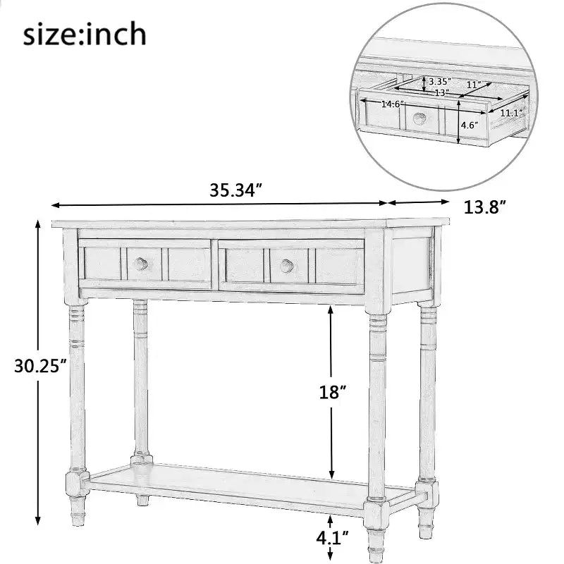 Mesa de consola clásica con cajones de almacenamiento y estante inferior - ModernLuxe