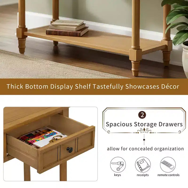 Mesa de consola clásica con cajones de almacenamiento y estante inferior - ModernLuxe