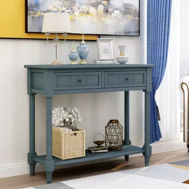 Mesa de consola clásica con cajones de almacenamiento y estante inferior - ModernLuxe