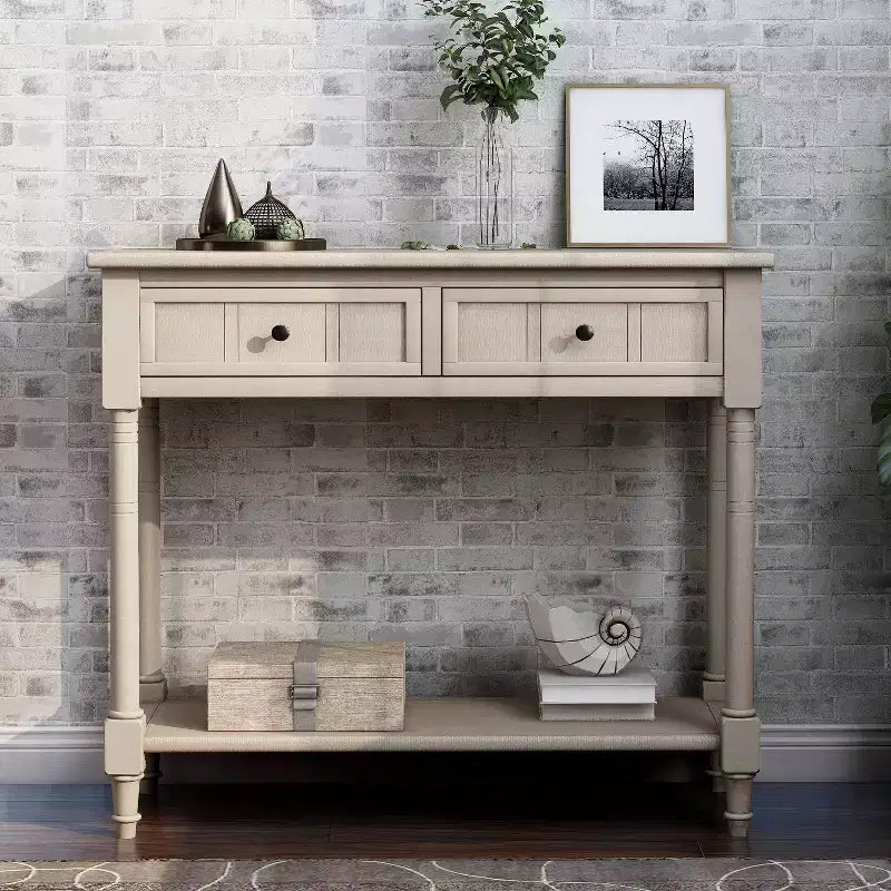 Mesa de consola clásica con cajones de almacenamiento y estante inferior - ModernLuxe