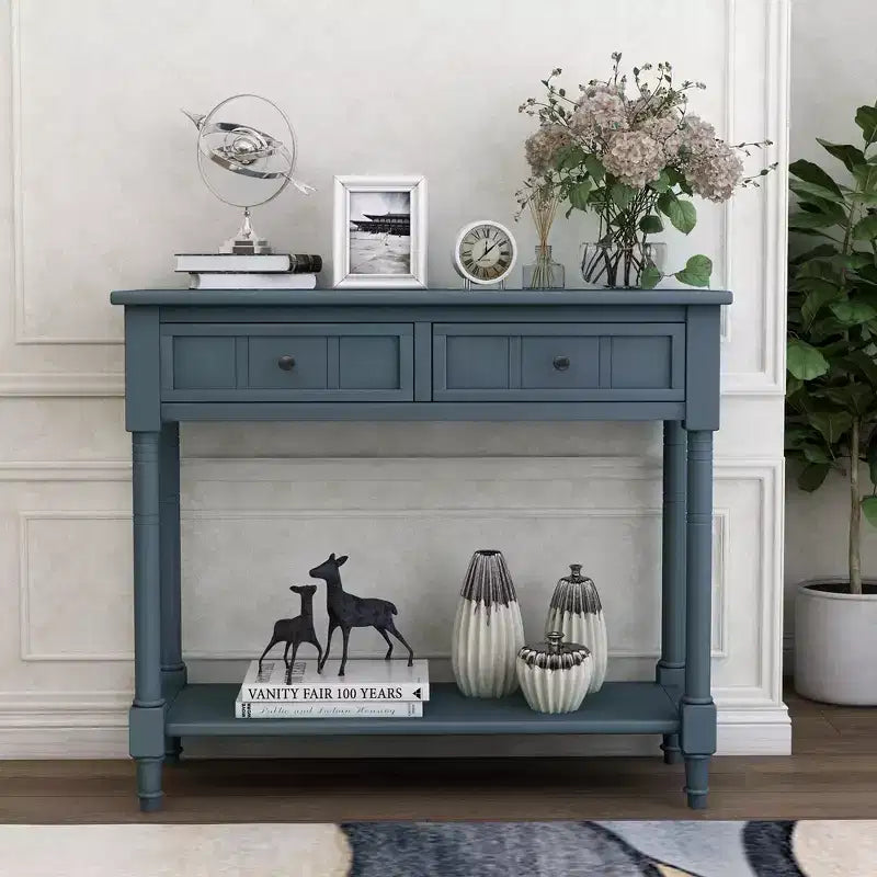 Mesa de consola clásica con cajones de almacenamiento y estante inferior - ModernLuxe