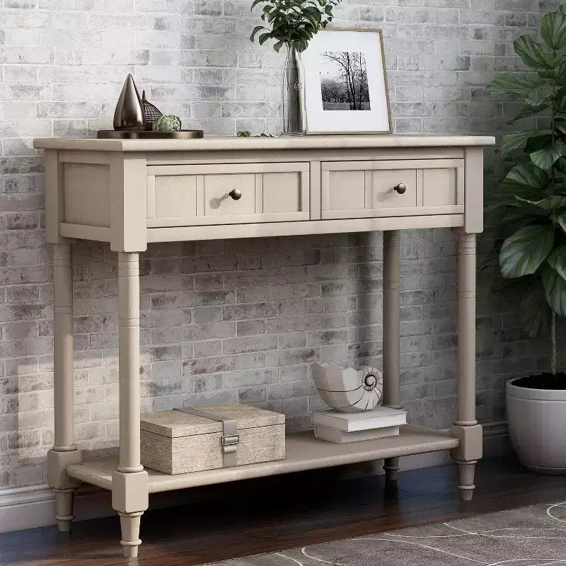 Mesa de consola clásica con cajones de almacenamiento y estante inferior - ModernLuxe