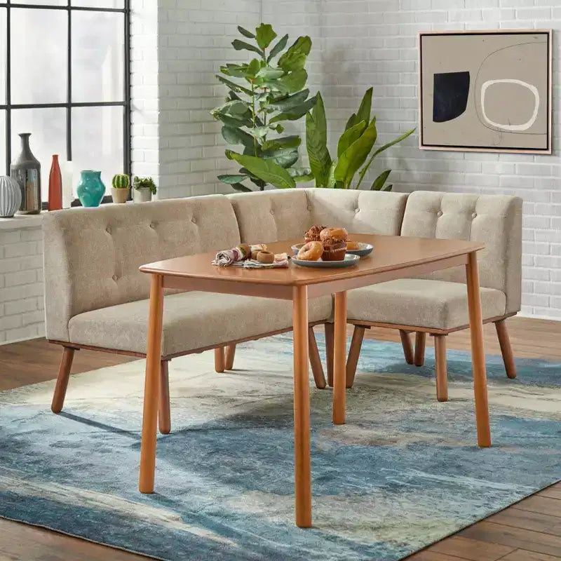 Juego de comedor tapizado moderno de mediados de siglo Neha de 4 piezas para 4 personas Buylateral