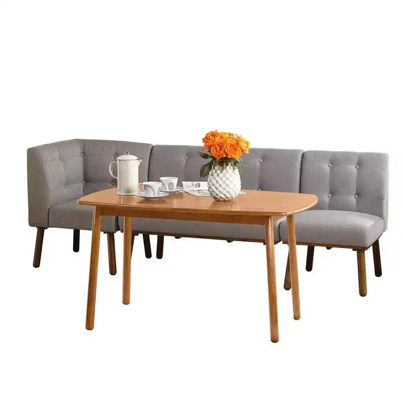 Juego de comedor tapizado moderno de mediados de siglo Neha de 4 piezas para 4 personas Buylateral