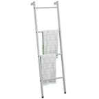 Toallero de pared tipo escalera de metal para dormitorio/baño, gris claro