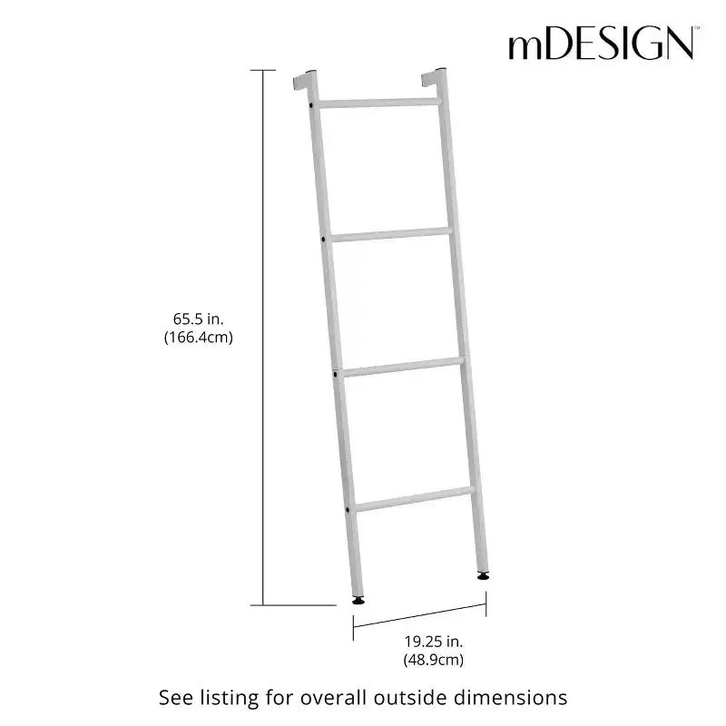 Toallero de pared tipo escalera de metal para dormitorio/baño, gris claro