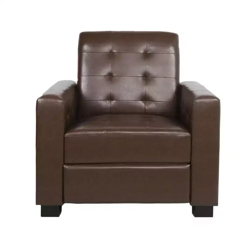 Sillón reclinable contemporáneo de piel sintética con capitoné y función de reclinación, modelo Craigue - Christopher Knight Home