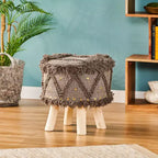 Roja Handcrafted Metal Accents Boho Fabric Stool - Christopher Knight Home