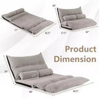Sofá cama convertible con respaldo ajustable de 42 niveles y 2 almohadas lumbares gris/beige