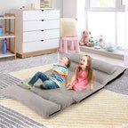 Sofá cama convertible con respaldo ajustable de 42 niveles y 2 almohadas lumbares gris/beige