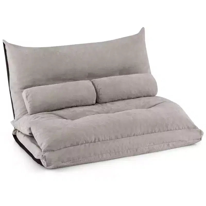 Sofá cama convertible con respaldo ajustable de 42 niveles y 2 almohadas lumbares gris/beige