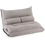 Sofá cama convertible con respaldo ajustable de 42 niveles y 2 almohadas lumbares gris/beige