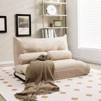Sofá cama convertible con respaldo ajustable de 42 niveles y 2 almohadas lumbares gris/beige