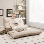 Sofá cama convertible con respaldo ajustable de 42 niveles y 2 almohadas lumbares gris/beige