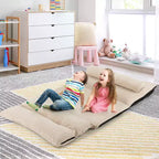 Sofá cama convertible con respaldo ajustable de 42 niveles y 2 almohadas lumbares gris/beige