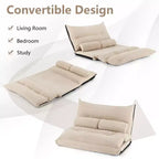 Sofá cama convertible con respaldo ajustable de 42 niveles y 2 almohadas lumbares gris/beige