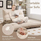 Sofá cama convertible con respaldo ajustable de 42 niveles y 2 almohadas lumbares gris/beige