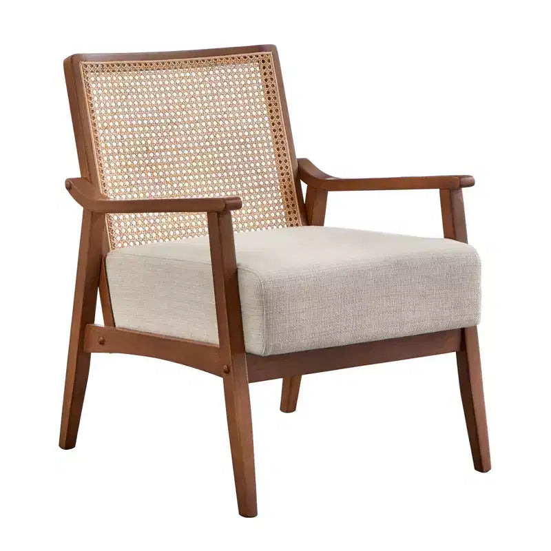 Lifestorey Hannah - Silla decorativa de madera maciza con respaldo de rejilla