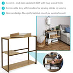 Mesa de sofá Sunnydaze de estilo industrial con 3 estantes y bandeja de servicio extraíble - Marrón - 71,75 cm