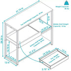 Mesa de sofá Sunnydaze de estilo industrial con 3 estantes y bandeja de servicio extraíble - Marrón - 71,75 cm
