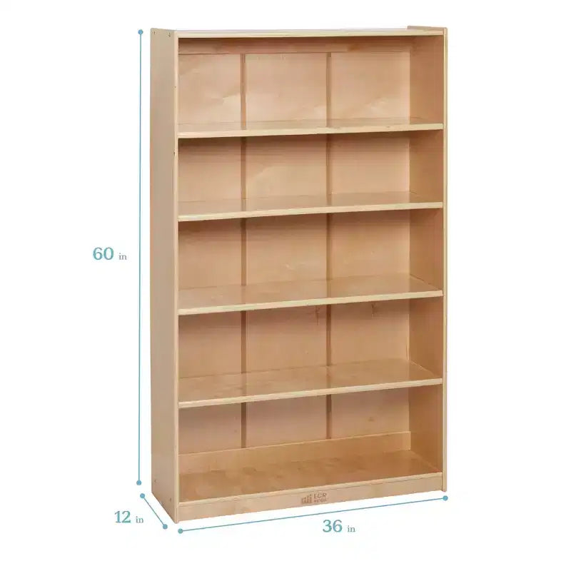 Estantería clásica de madera ECR4Kids con estantes ajustables, 60 pulgadas, estantería para el aula