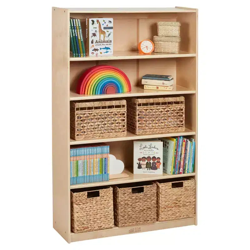 Estantería clásica de madera ECR4Kids con estantes ajustables, 60 pulgadas, estantería para el aula
