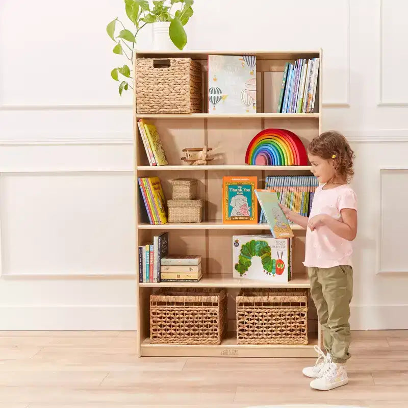 Estantería clásica de madera ECR4Kids con estantes ajustables, 60 pulgadas, estantería para el aula