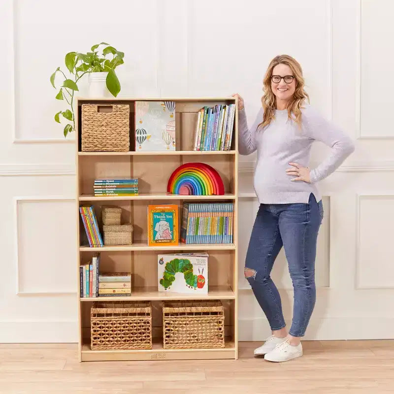 Estantería clásica de madera ECR4Kids con estantes ajustables, 60 pulgadas, estantería para el aula