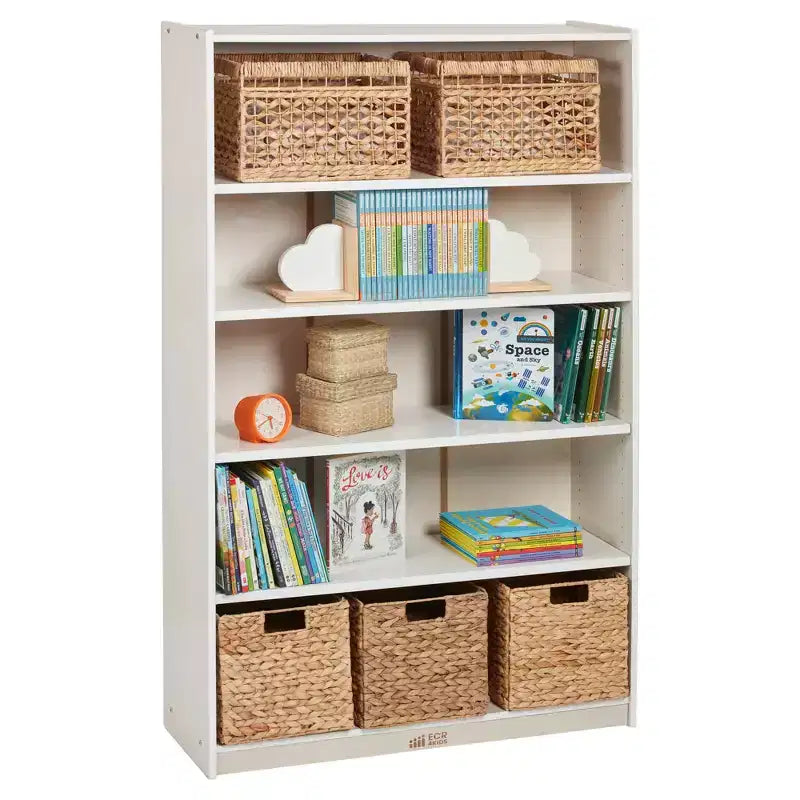 Estantería clásica de madera ECR4Kids con estantes ajustables, 60 pulgadas, estantería para el aula