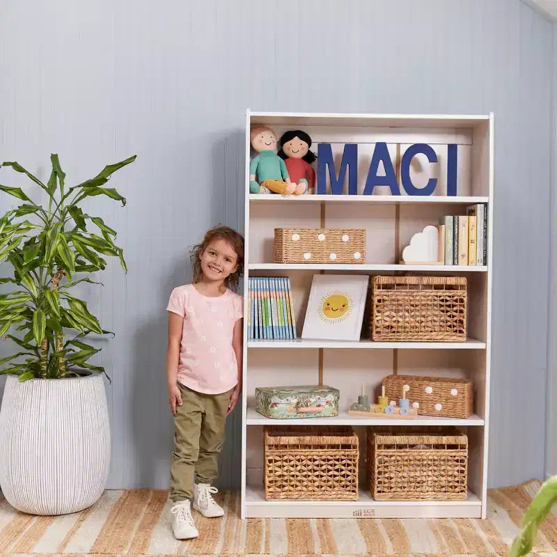 Estantería clásica de madera ECR4Kids con estantes ajustables, 60 pulgadas, estantería para el aula