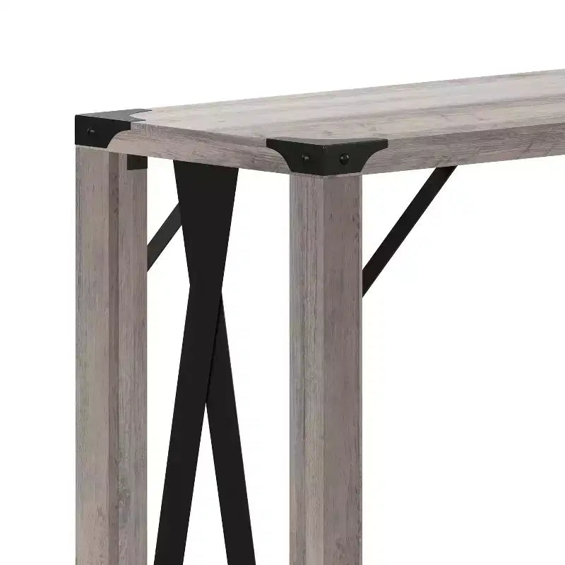 Consola de recibidor moderna tipo granja de madera de ingeniería con detalles metálicos