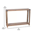 Consola de recibidor moderna tipo granja de madera de ingeniería con detalles metálicos