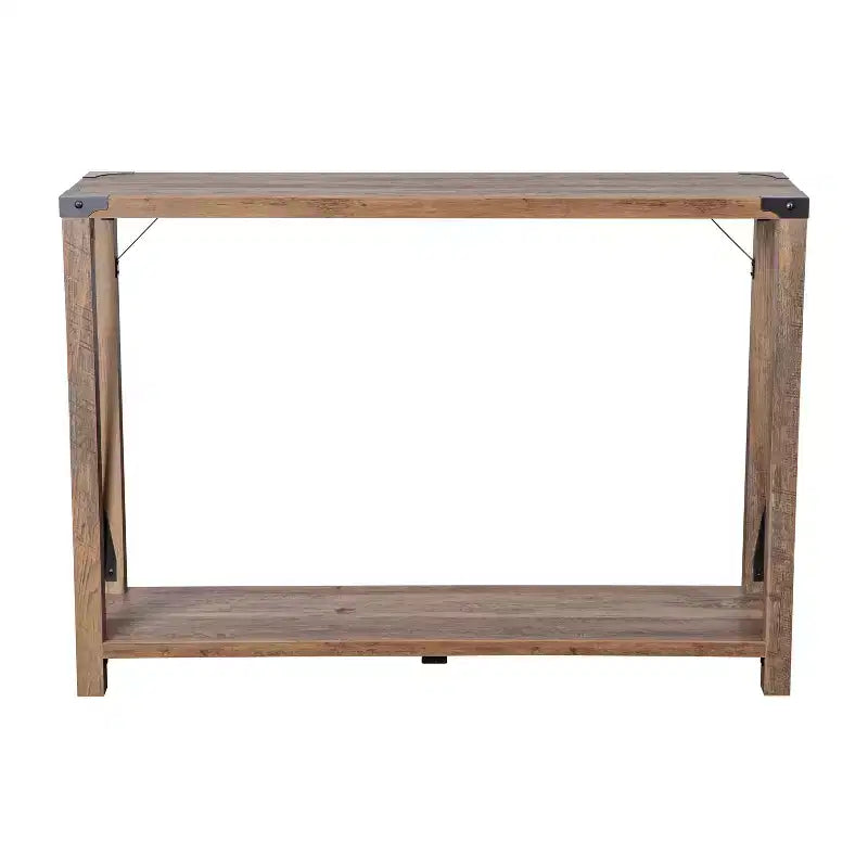 Consola de recibidor moderna tipo granja de madera de ingeniería con detalles metálicos